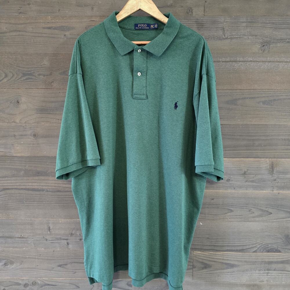 Polo Ralph Lauren Mens 3XLT Tall Long Classic Fit Green Short Sleeve Polo Shirt